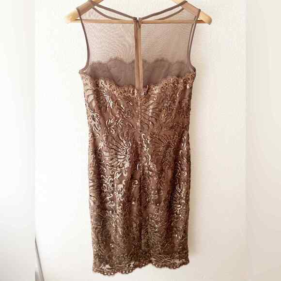 Tadashi Shoji Bronze Sleeveless Sequin Cocktail Dress Size 4 - Picture 7 of 15